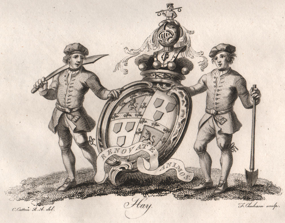 HAY. Coat of Arms. Heraldry 1790 old antique vintage print picture